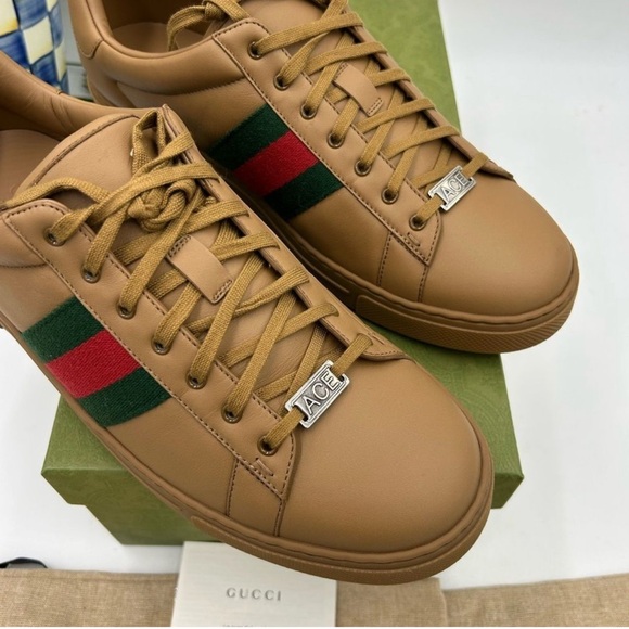 Mens Gucci ace Webb low top leather Sneakers size 11 fits 12 US made in Italy - Picture 6 of 13